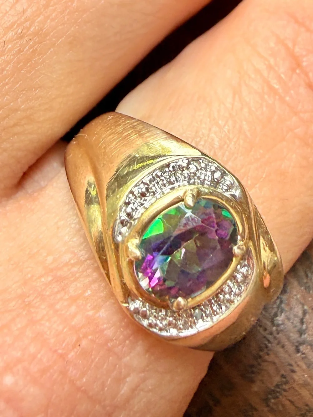 Vintage Mystic Topaz Fire Topaz in 10kt gold ring size 10